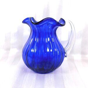 Small Blue Glass Pitcher # 25956